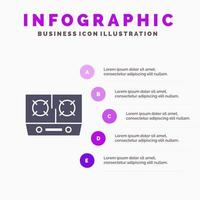 herd gas küche kochen infografiken präsentationsvorlage 5 schritte präsentation vektor