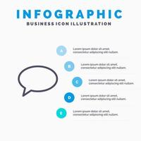 chatt chattar massage post linje ikon med 5 steg presentation infographics bakgrund vektor