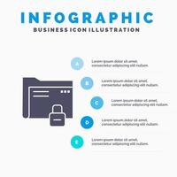 data mapp Lösenord skydd säkra fast ikon infographics 5 steg presentation bakgrund vektor