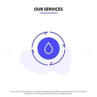 unsere dienstleistungen energie wasserkraft natur solide glyph icon web card template vektor