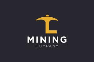 Buchstabe l Mining Logo Icon Design Template Vector Illustration