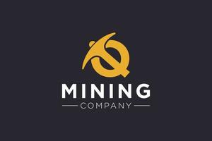 Buchstabe q Mining Logo Symbol Design Vorlage Vektor Illustration