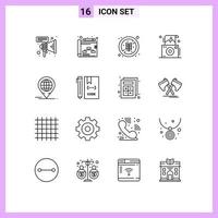 16 universelle Gliederungszeichen Symbole für modernes Forum gesunde Geschäftsfotografie editierbare Vektordesign-Elemente vektor