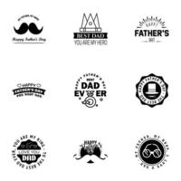 Happy Fathers Day 9 schwarze Schrift Happy Fathers Day editierbare Vektordesign-Elemente vektor