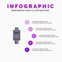 maskin företag kort kolla upp kreditera kort kreditera kort maskin betalning Bankomat fast ikon infographics 5 steg presentation bakgrund vektor