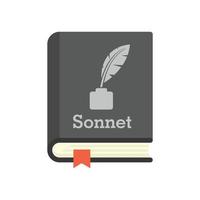 literarisches sonett buch symbol flach isoliert vektor