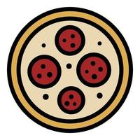 Pizza mit Tomaten Symbol Farbe Umriss Vektor