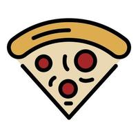 skiva av pizza med ansjovis ikon Färg översikt vektor