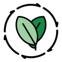 Öko-Blatt-Recycling-Symbol Farbumrissvektor vektor