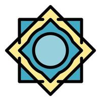 quadratischer Kreis Alchemie Symbol Farbe Umriss Vektor