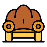 klassischer Sessel Symbol Farbe Umriss Vektor