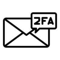 E-Mail-Zwei-Faktor-Authentifizierungssymbol Umrissvektor. Bestätigungspasswort vektor