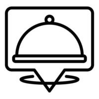 Restaurant-Online-Menü-Symbol Umrissvektor. Lebensmittellieferservice vektor