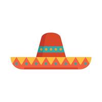 mexikanischer sombrero-hut symbol flacher isolierter vektor