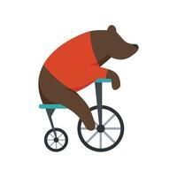 Björn på cykel ikon platt isolerat vektor