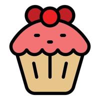 Cupcake Symbol Farbe Umriss Vektor