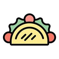kött taco ikon Färg översikt vektor