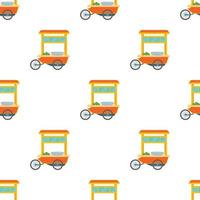 Roter Fast-Food-Trolley-Fahrradmuster nahtloser Vektor