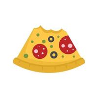 gebissenes Pizzastück-Symbol flacher isolierter Vektor