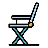 bärbar stol ikon Färg översikt vektor