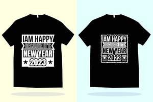 frohes neues jahr 2023 t-shirt design, neujahr t-shirt vektorvorlage vektor