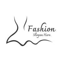 frauenmode-logoschablone mit kleiderbügel, luxuskleidung.logo für geschäft, boutique, modegeschäft, modell, einkaufen und schönheit. vektor