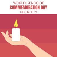 Illustrationsvektorgrafik einer brennenden Kerze, die von Hand gehalten wird, perfekt für internationalen Tag, Weltvölkermord-Gedenktag, Feiern, Grußkarte usw. vektor