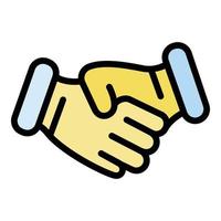 Business-Handshake-Symbol Farbumrissvektor vektor