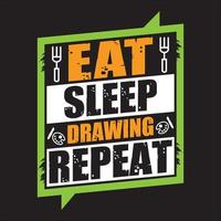 Eat Sleep Repeat T-Shirt Design, Schriftzug T-Shirt, Eat, Typografie T-Shirt Design für Printdesign. inspirierendes Zitat, Design des schwarzen T-Stücks, Vektor, Slogan, Vektor, Illustration freier Vektor