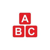eps10 roter Vektor abc Druckbuchstaben solide Kunstsymbol isoliert auf weißem Hintergrund. ABC-Würfel-Kindererziehungssymbol in einem einfachen, flachen, trendigen, modernen Stil für Ihr Website-Design, Logo und mobile App
