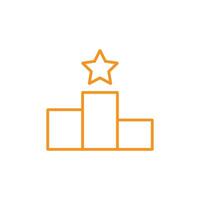 eps10 orangefarbener Vektor Sieger und Leistungsliniensymbol isoliert auf weißem Hintergrund. Meister- oder Podiumsumrisssymbol in einem einfachen, flachen, trendigen, modernen Stil für Ihr Website-Design, Logo und mobile App