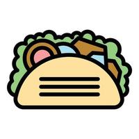 Taco-Lebensmittel-Symbol Farbumrissvektor vektor