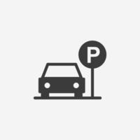 Parkplatz-Icon-Vektor isoliert. auto, automobil, stoppsymbolzeichen vektor