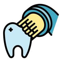 elektrisk tandborste medicinsk ikon Färg översikt vektor