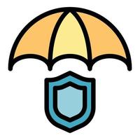 Schild Regenschirm Symbol Farbe Umriss Vektor