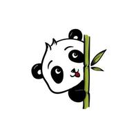modern panda med bambu illustration design vektor