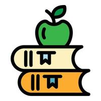äpple på böcker ikon Färg översikt vektor