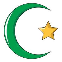 stjärna, halvmåne symbol av islam ikon, tecknad serie stil vektor
