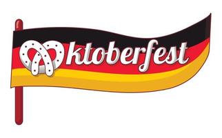 tysk flagga oktoberfest ikon, tecknad serie stil vektor