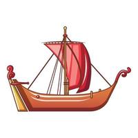 pirat fartyg ikon, tecknad serie stil vektor