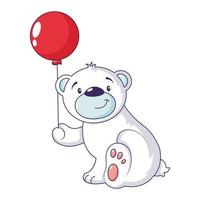 Björn med luft ballon ikon, tecknad serie stil vektor