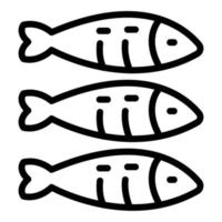 Sardinenöl Symbol Umrissvektor. Fisch Hering vektor