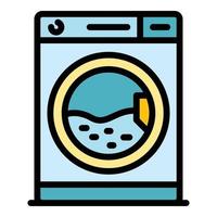 Waschmaschine Symbol Farbe Umriss Vektor