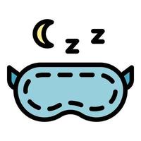 sovrum sovande mask ikon Färg översikt vektor