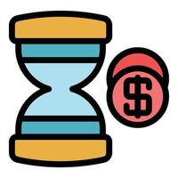 Zeit und Geld Symbol Farbe Umriss Vektor