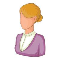 elegant kvinna avatar ikon, tecknad serie stil vektor