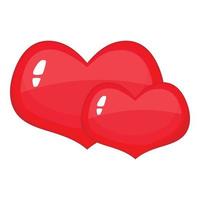 två röd hjärtan ikon, tecknad serie stil vektor