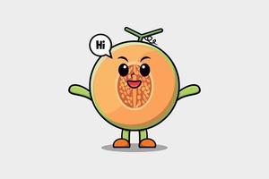 söt tecknad serie melon karaktär med Lycklig uttryck vektor