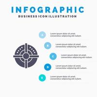 Ziel Pfeil Strategie Punkt festes Symbol Infografiken 5 Schritte Präsentationshintergrund vektor