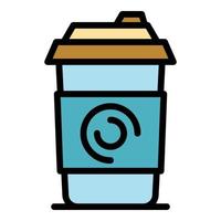 kaffe latte ikon Färg översikt vektor